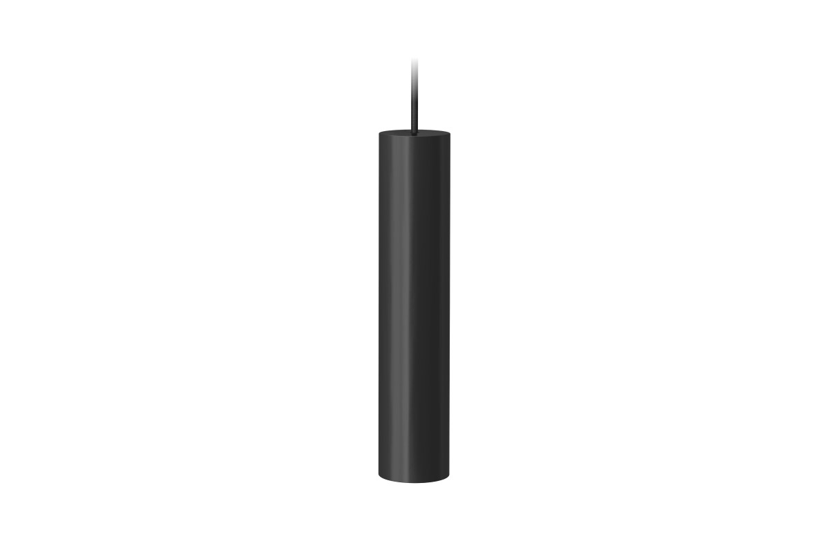 Moderne schwarze Pendelleuchte zylindrisch Zylindrische Pendelleuchte in mattschwarz von vorne