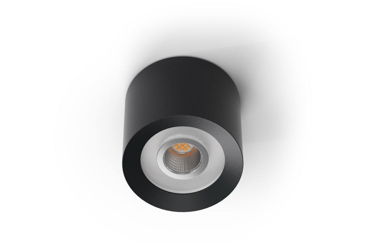 Runde LED Deckenaufbauleuchte schwarz Zylindrische LED Deckenaufbauleuchte in Schwarz