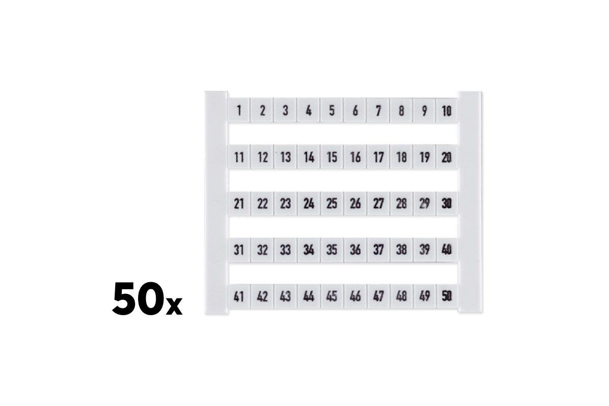 Weidmüller Klemmenmarkierer DEK 1-50, 50 Stück Weidmüller Klemmenmarkierer DEK 1-50, Beschriftungsschild 50