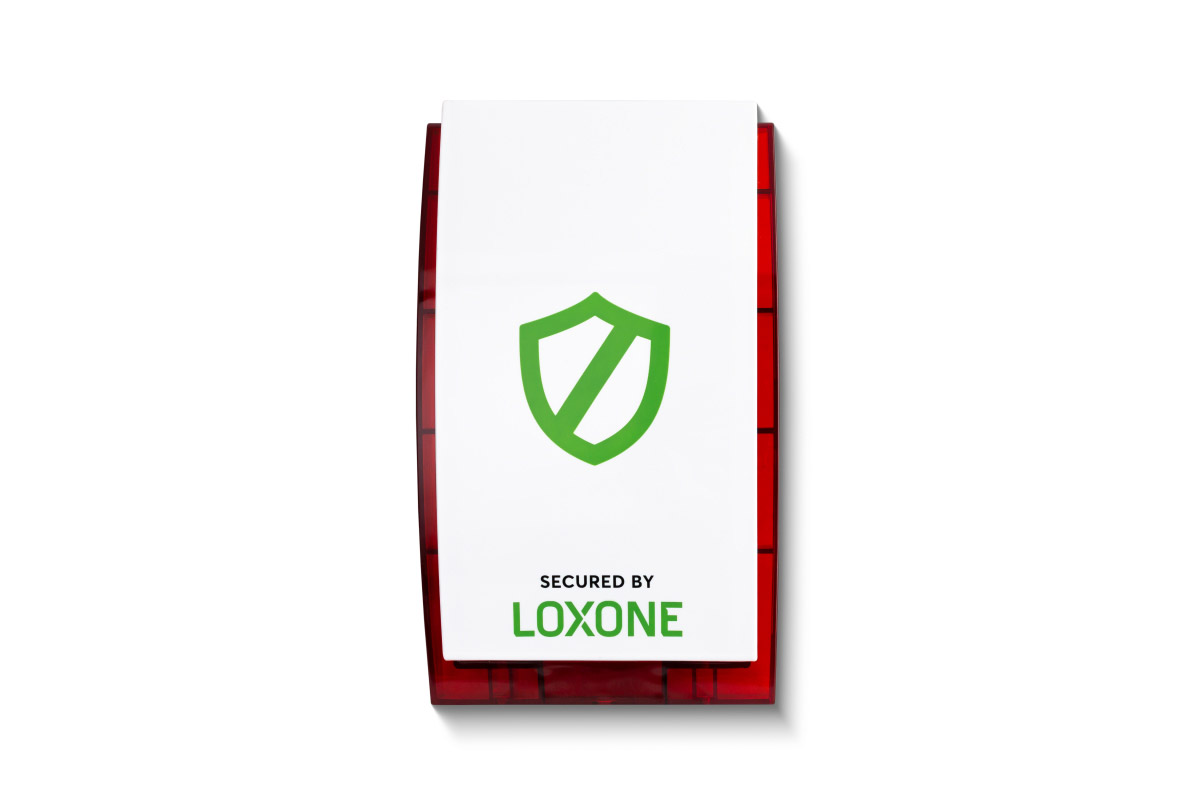 Loxone Alarmsirene Tree mit roter Blitzleuchte