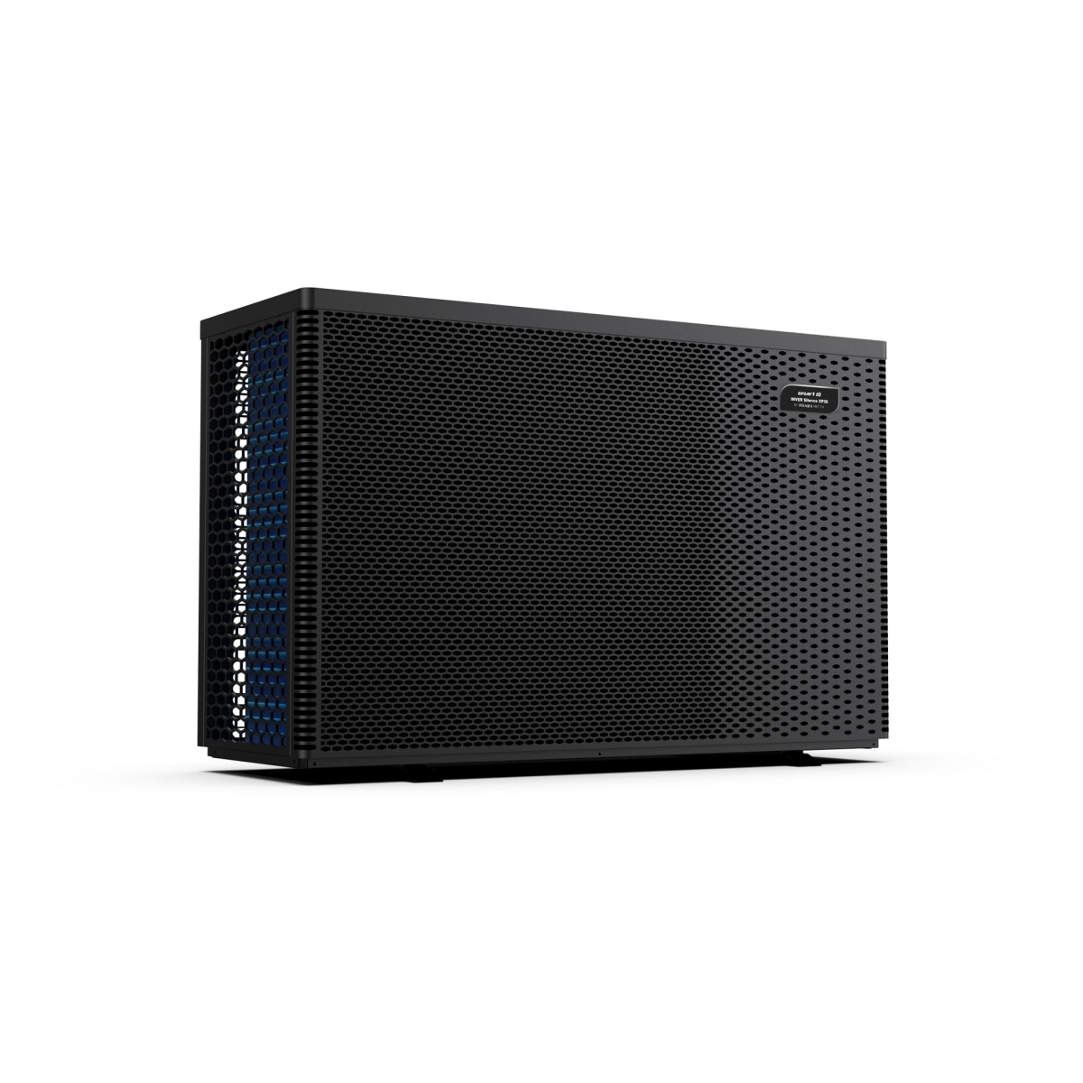 Seitenansicht eines schwarzen Luftreinigers mit Lochgitter