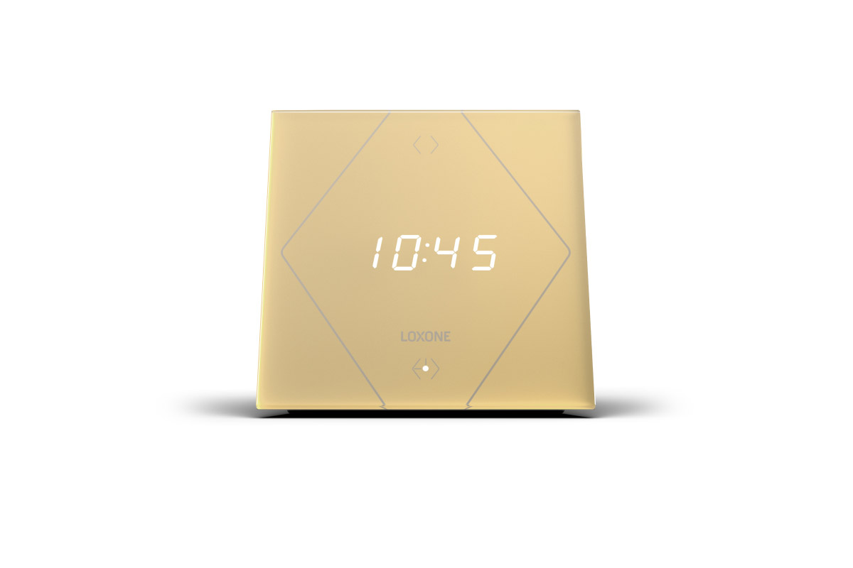 Loxone Touch Nightlight Classic Air Gold mit LED-Uhranzeige