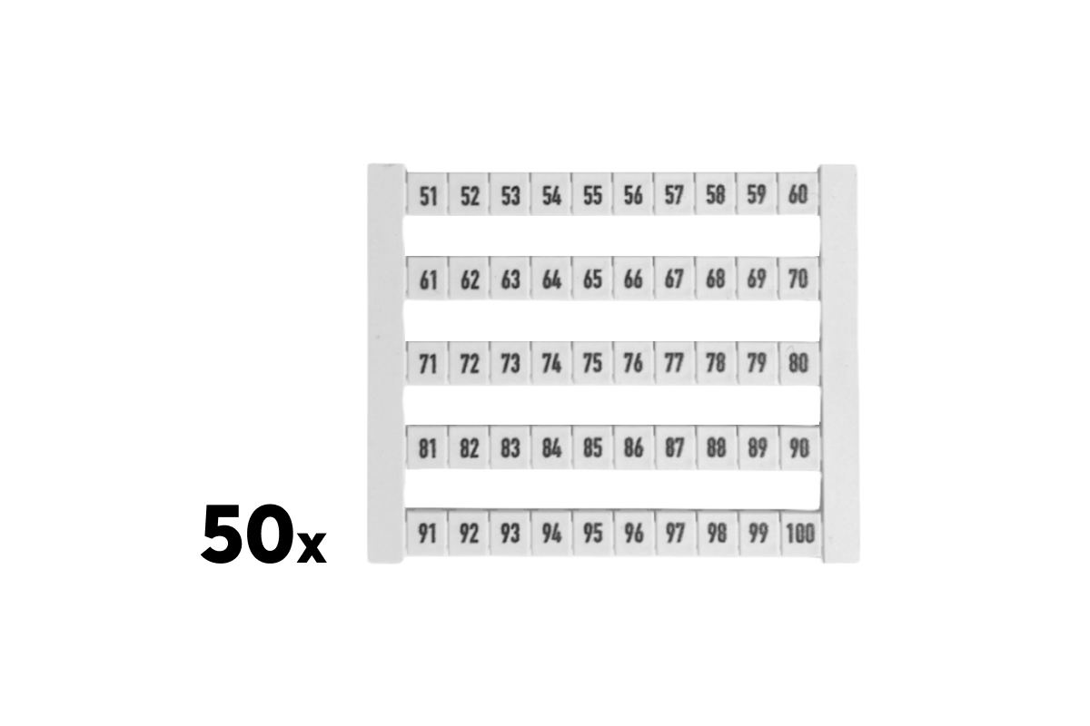 Weidmüller Klemmenmarkierer DEK 51-100, 50 Stück für Reihenk