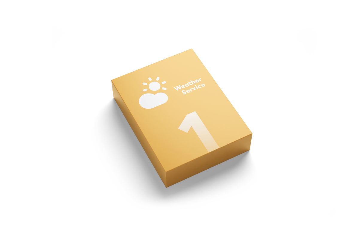 Loxone Wetter Service 1 Jahr Lizenzbox Gelbe Loxone Wetter Service Verpackung für 1 Jahr