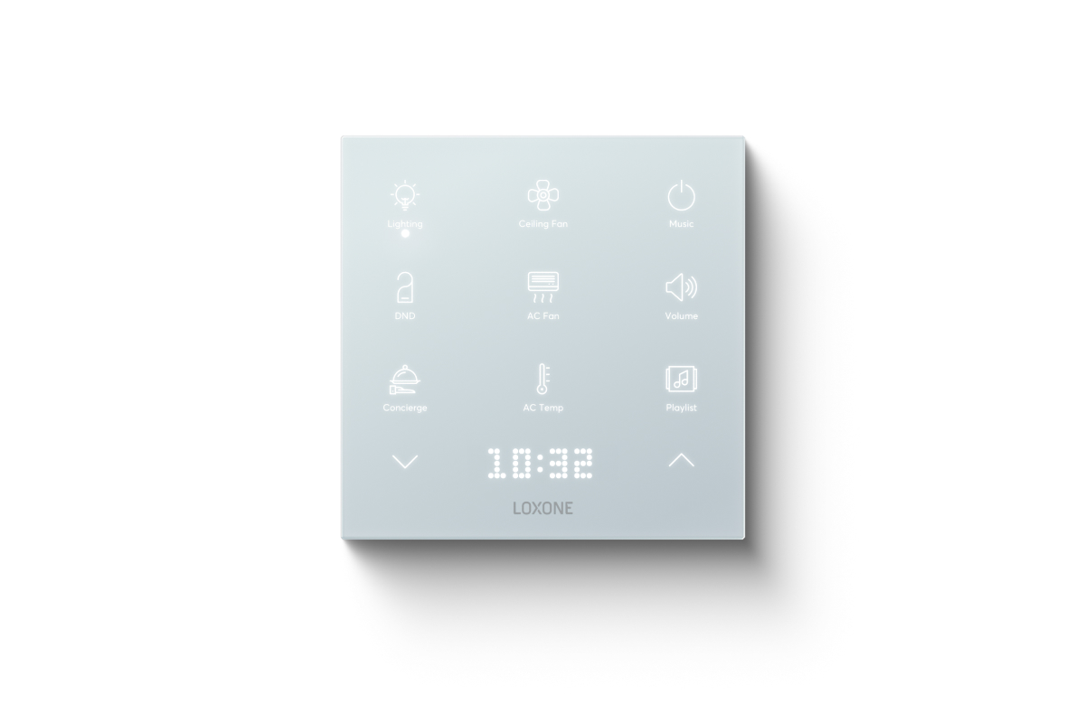 Loxone Touch Pure Glastaster mit LED-Icons für Smart Home