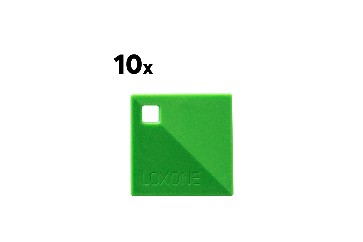 Loxone NFC Key Fob Set 10 Stk. für Zutrittskontrolle Bild des Loxone NFC Key Fob Set 10 Stk. grün
